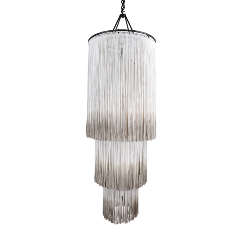 Люстра круглая трехъярусная из бахромы Milk Gradient Braided Fringe Молочный Люстра круглая трехъярусная из бахромы Milk Gradient Braided Fringe Молочный в Москве | Loft Concept