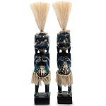 Комплект из 2-х деревянных статуэток Asmat Straw Headdress Statuettes Dark Blue варинант исполнения - 1 | Loft Concept в Москве