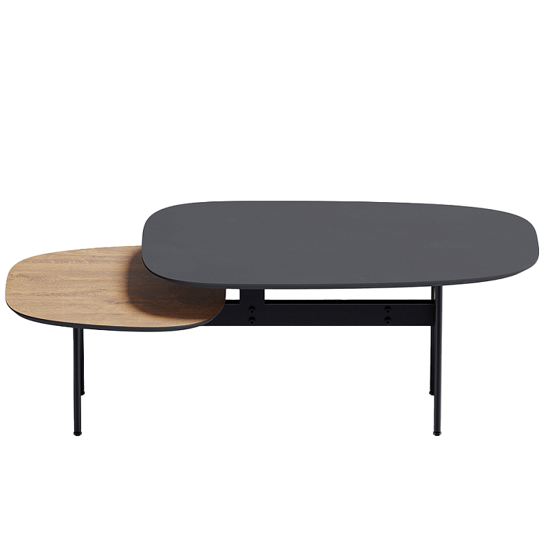 Step журнальный столик из натурального дуба и металла Черный Светлый дуб в Москве | Loft Concept 