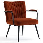 Кресло бархатное с подлокотниками на металлическом каркасе Oriel Retro Armchair варинант исполнения - 1 | Loft Concept в Москве