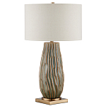 Настольная лампа с фактурным корпусом и тканевым абажуром Smooth Peaks варинант исполнения - 3 | Loft Concept в Москве