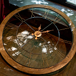 Часы настенные деревянные с римскими цифрами бронзового цвета Clock with History варинант исполнения - 3 | Loft Concept в Москве