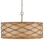 Подвесной светильник  из кованого железа и абажуром из ротанга Wicker Furniture варинант исполнения - 3 | Loft Concept в Москве