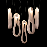 Подвесной светильник белого цвета с 6-ю изогнутыми плафонами Flow Loop варинант исполнения - 7 | Loft Concept в Москве