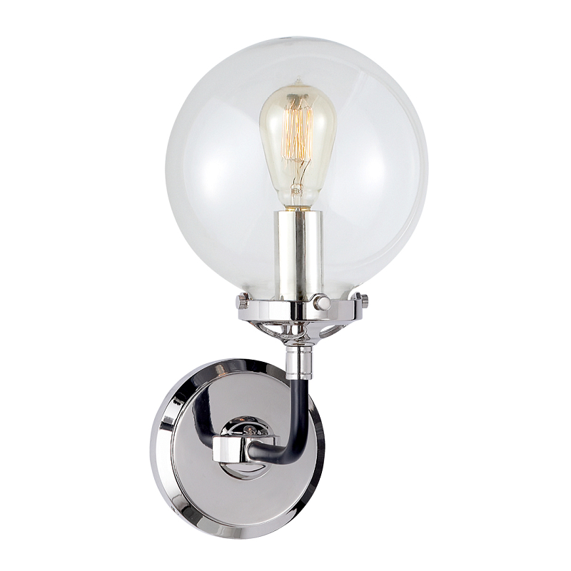 Бра Бистро Globe Clear Glass Single Sconce Nickel  в Москве | Loft Concept 