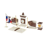 Настольный письменный набор из мрамора и лемезита с гербом и флагом России Marble Accessory варинант исполнения - 2 | Loft Concept в Москве