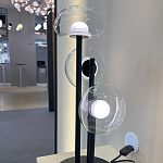 Настольная лампа с тремя прозрачными куполообразными плафонами и черным металлическим основанием Flos Wireline Lighting варинант исполнения - 4 | Loft Concept в Москве