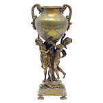 Ваза голубого цвета из фарфора с золотым растительным орнаментом и бронзовыми фигурками женщин Eden Garden porcelain and bronze варинант исполнения - 2 | Loft Concept в Москве