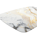 Обеденный стол с прямоугольной столешницей из стекла на черных металлических ножках White Marble варинант исполнения - 4 | Loft Concept в Москве