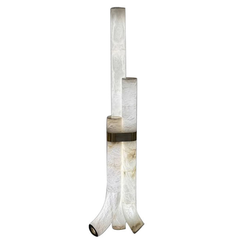 Торшер геометрический с тремя мраморными плафонами Marble Tripod Белый в Москве | Loft Concept 