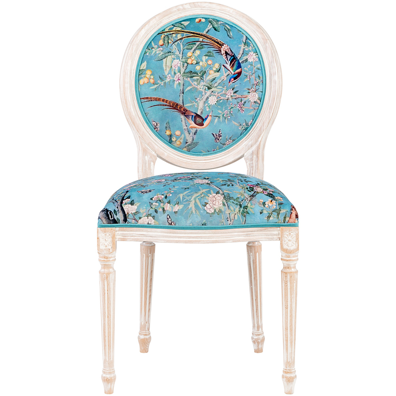           Turquoise Beige Chinoiserie Birds Garden Chair  ̆    | Loft Concept 