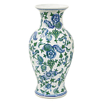 Ваза с зелено-голубым цветочным узором на белом фоне 47 см Blue & White Ornament варинант исполнения - 1 | Loft Concept в Москве
