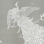 Обои ручная роспись в стиле Арт-деко Whistler Peacocks Special Colourway on Pale Grey dyed silk варинант исполнения - 1 | Loft Concept в Москве