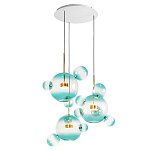 Люстра подвесная с прозрачными бирюзовыми стеклянными шарами и круглым основанием 3 лампы Giopato & Coombes варинант исполнения - 3 | Loft Concept в Москве