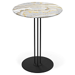 Стол журнальный с круглой столешницей из стекла Gray and Gold Marble варинант исполнения - 1 | Loft Concept в Москве