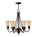 Люстра бронзового цвета с конусными плафонами из бежевого стекла Hinkley варинант исполнения - 2 | Loft Concept в Москве