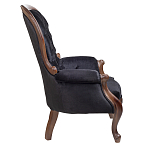 Кресло с мягкой обивкой из черного велюра на 4-х деревянных ножках Evelyn Classical Armchair варинант исполнения - 2 | Loft Concept в Москве