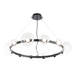 Люстра подвесная круглая с 12-ю прозрачными куполообразными плафонами и черным металлическим основанием Flos Wireline Lighting варинант исполнения - 3 | Loft Concept в Москве