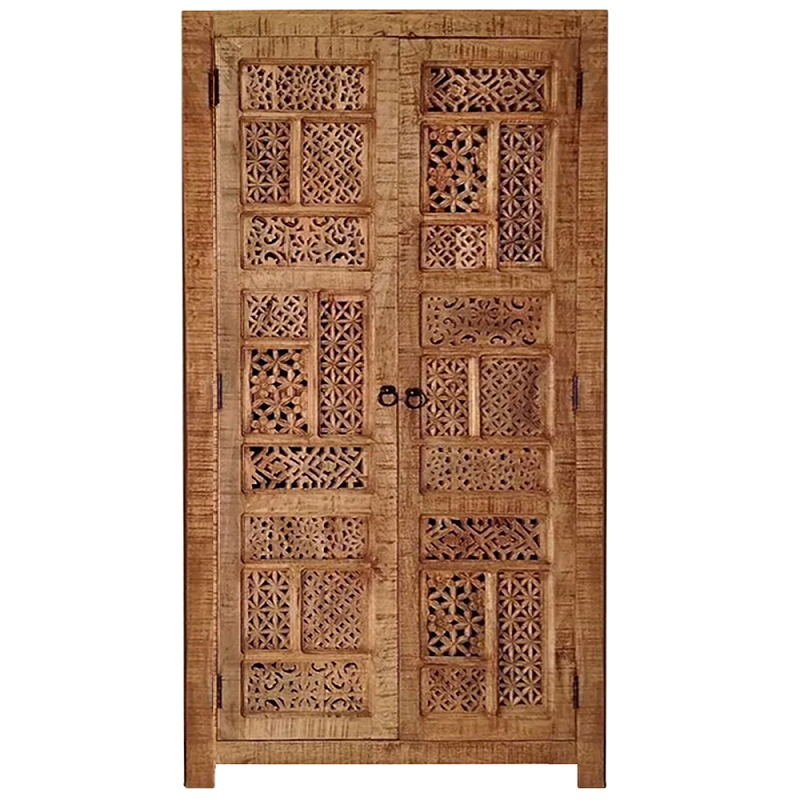 Этнический шкаф с орнаментом резьба из дерева Indian Antique Furniture Коричневый Этнический шкаф с орнаментом резьба из дерева Indian Antique Furniture Коричневый в Москве | Loft Concept