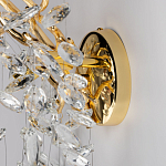 Бра золотого цвета с декоративными ветвями и прозрачными подвесками в форме листьев Droplet Chandelier варинант исполнения - 5 | Loft Concept в Москве