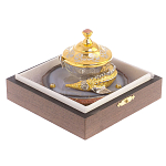 Икорница с декором "Осетр" с гравировкой на подставке из натурального камня Агат Decorative Cavair Dishes варинант исполнения - 4 | Loft Concept в Москве