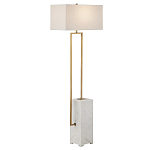 Торшер с прямоугольным абажуром на белом мраморном основании Asymmetry on Marble варинант исполнения - 4 | Loft Concept в Москве