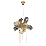 Люстра подвесная со стеклянными плафонами из дымчатого и золотистого с шестью вертикальными подвесками Gilded Mirage  варинант исполнения - 5 | Loft Concept в Москве