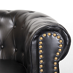 Диван кожаный двухместный на 4-х деревянных ножках из массива березы Logan Leather Seating black варинант исполнения - 5 | Loft Concept в Москве