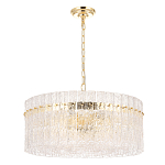 Люстра подвесная круглая с прозрачными рельефными стеклянными вставками и золотым основанием Textured Glass Chandelier варинант исполнения - 1 | Loft Concept в Москве