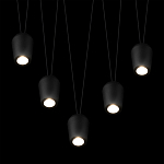 Подвесной светильник черными плафонами на длинных пересекающихся тросах Construction варинант исполнения - 4 | Loft Concept в Москве