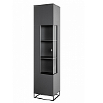 Шкаф-витрина цвета графит с полками и стеклянной дверью Strict Lines варинант исполнения - 1 | Loft Concept в Москве