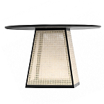Обеденный стол с круглой чёрной столешницей и плетёным основанием Savanna Round Table варинант исполнения - 1 | Loft Concept в Москве