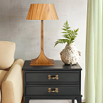 Настольная лампа со скошенным конусовидным абажуром и фигурной ножкой в цвете тик Accord Lighting варинант исполнения - 6 | Loft Concept в Москве