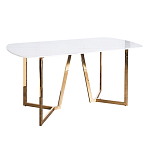 Стол обеденный белый с золотыми глянцевыми ножками Laconic White Table варинант исполнения - 1 | Loft Concept в Москве