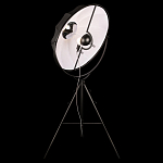 Торшер в виде прожектора с круглым тканевым абажуром на треноге черного цвета Radiance Éclat варинант исполнения - 3 | Loft Concept в Москве