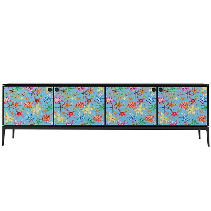 Stiletto Sideboard Blue nautical print Голубой Черный матовый в Москве | Loft Concept 