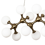 Линейная люстра с плафонами из стеклянных шаров Pearls Suspension Linear Brass Chandelier варинант исполнения - 2 | Loft Concept в Москве