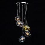 Люстра каскадная с 5-ю разноцветными стеклянными плафонами Kaleido варинант исполнения - 3 | Loft Concept в Москве