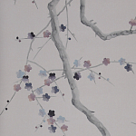 Обои ручная роспись Plum Blossom Special Colourway on Lilac Hint dyed silk варинант исполнения - 2 | Loft Concept в Москве