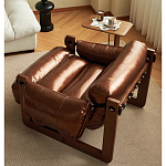 Кресло-диван кожаное на деревянном каркасе Medieval Furniture варинант исполнения - 1 | Loft Concept в Москве