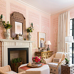 Обои ручная роспись Jharokha Arches Original colourway on pink painted Xuan paper варинант исполнения - 3 | Loft Concept в Москве