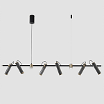 Люстра с 8-ю цилиндрическими плафонами на магнитном креплении и черным металлическим основанием Bronze Concert варинант исполнения - 1 | Loft Concept в Москве