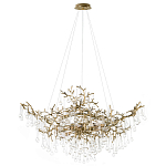 Подвесная люстра в виде ветвей деревьев золотого цвета с прозрачными подвесками-каплями 10 и 14 ламп Droplet Chandelier варинант исполнения - 1 | Loft Concept в Москве