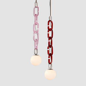 Подвесной светильник с декоративной цепью Brooklyn Studio Pink Red