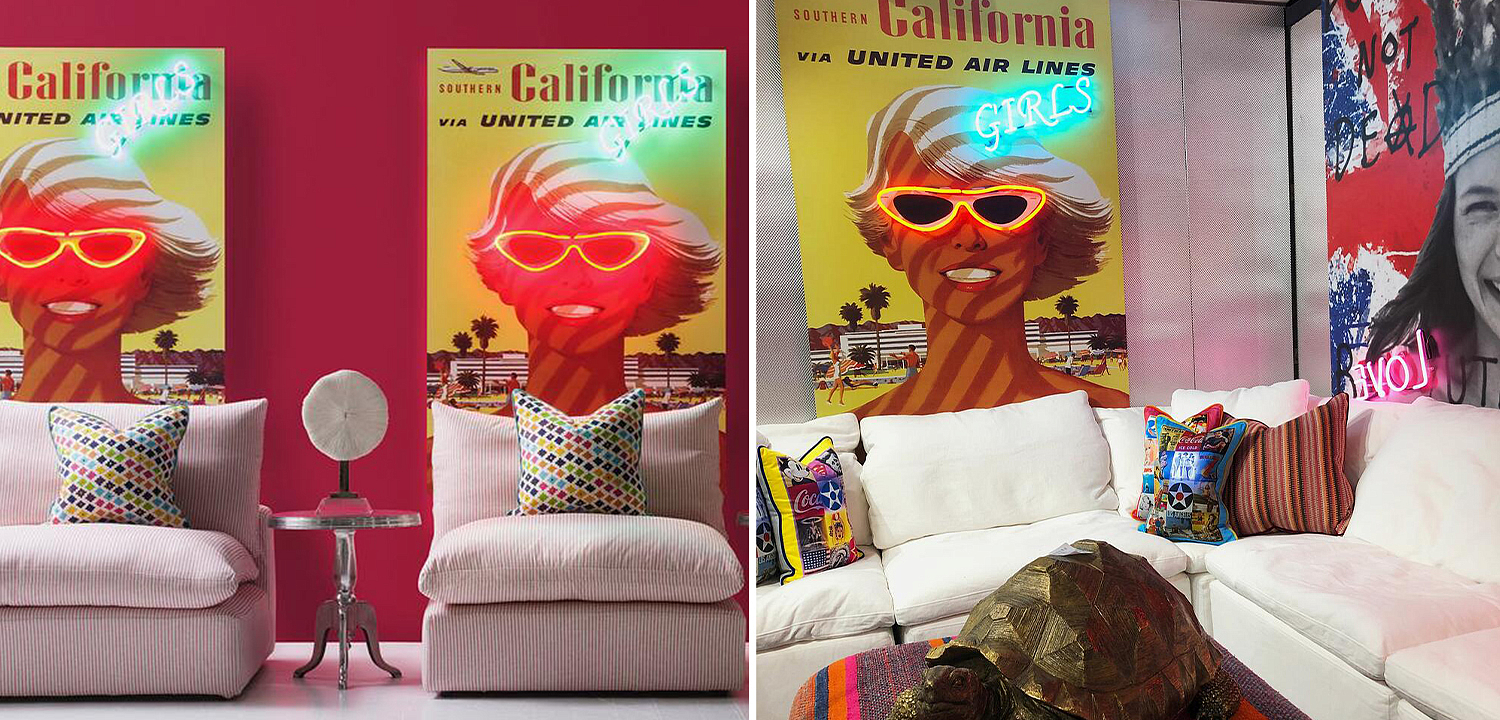Неоновый Ретро Постер California Girls Неоновый Ретро Постер California Girls - Loft-Concept в Москве