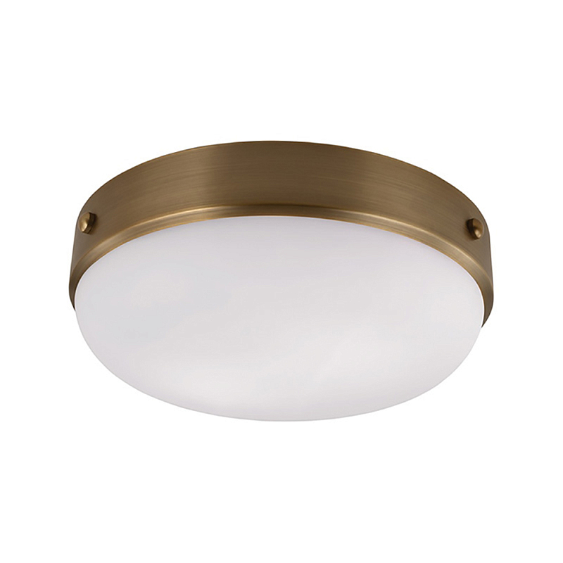 Потолочный светильник круглой формы с белым выпуклым матовым плафоном Feiss Белый Черный Латунь в Москве | Loft Concept 