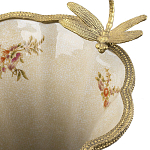 Ваза голубого цвета из фарфора с цветочным рисунком и бронзовой стрекозой Blue Garden варинант исполнения - 1 | Loft Concept в Москве