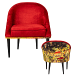 Кресло из натурального бука красное с цветным принтом Impressionism in Art варинант исполнения - 2 | Loft Concept в Москве