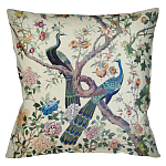Подушка декоративная с изображением павлинов в саду Beige Chinoiserie Garden Two Peacocks Cushion варинант исполнения - 1 | Loft Concept в Москве