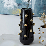 Ваза черная цилиндрическая с глянцевым покрытием и золотыми декоративными элементами Molecule Collection варинант исполнения - 3 | Loft Concept в Москве